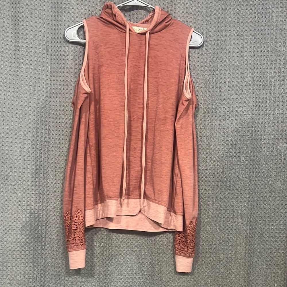 Women's Pink Cold Shoulder Hoodie